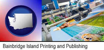 a press run on an offset printer in Bainbridge Island, WA