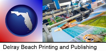 a press run on an offset printer in Delray Beach, FL