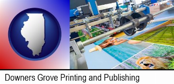 a press run on an offset printer in Downers Grove, IL
