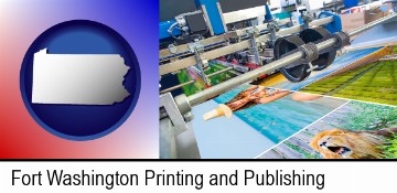 a press run on an offset printer in Fort Washington, PA