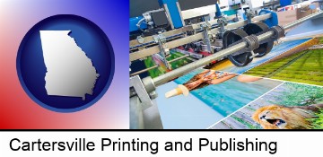 a press run on an offset printer in Cartersville, GA
