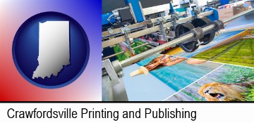 a press run on an offset printer in Crawfordsville, IN