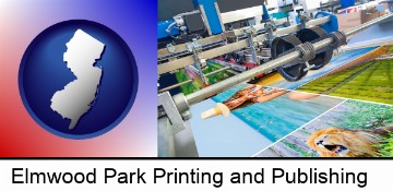 a press run on an offset printer in Elmwood Park, NJ
