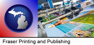 a press run on an offset printer in Fraser, MI
