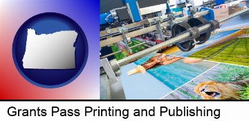 a press run on an offset printer in Grants Pass, OR