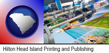 a press run on an offset printer in Hilton Head Island, SC