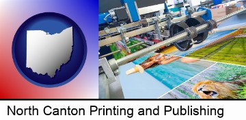 a press run on an offset printer in North Canton, OH