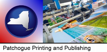 a press run on an offset printer in Patchogue, NY