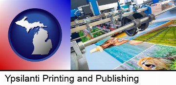 a press run on an offset printer in Ypsilanti, MI